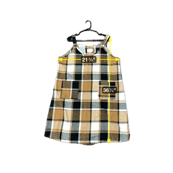 Sleeveless Plaid Pinafore Dress Pockets Brown Black Jumper Sz 1XL - Picture 7 of 11